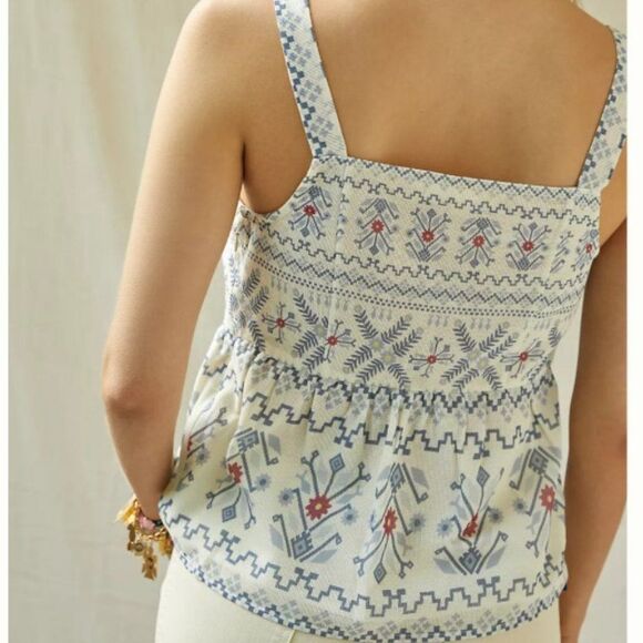 Anthropologie Forever That Girl Lace Up Peplum Top L NWT - Picture 2 of 5